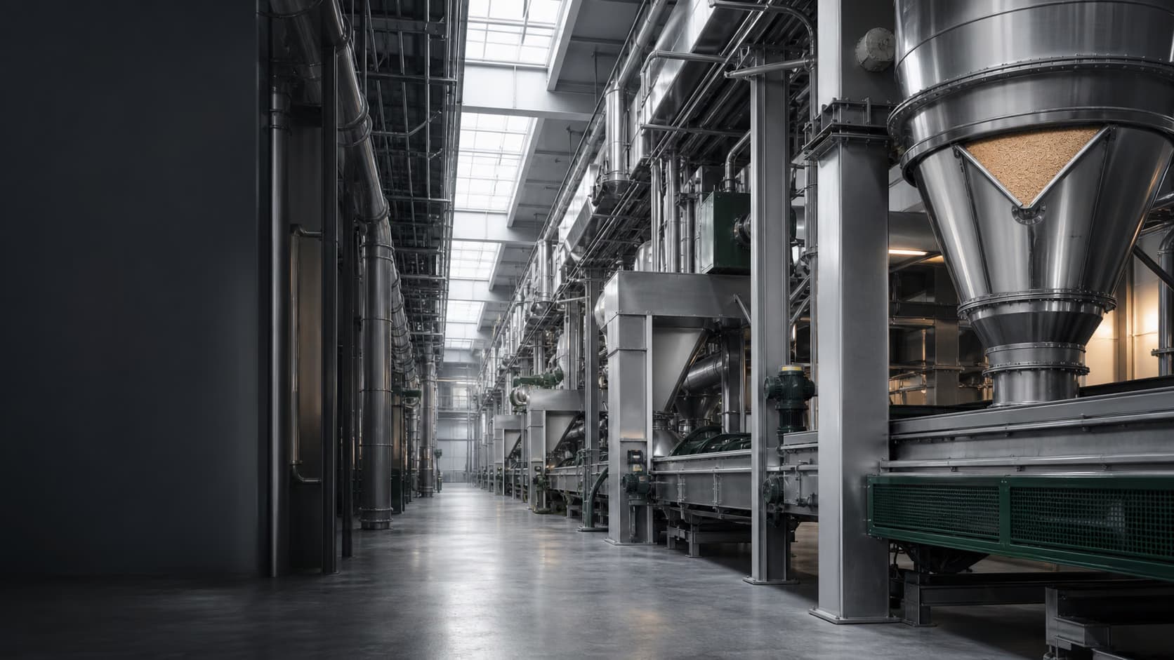 Illustrative view of a stainless processing corridor